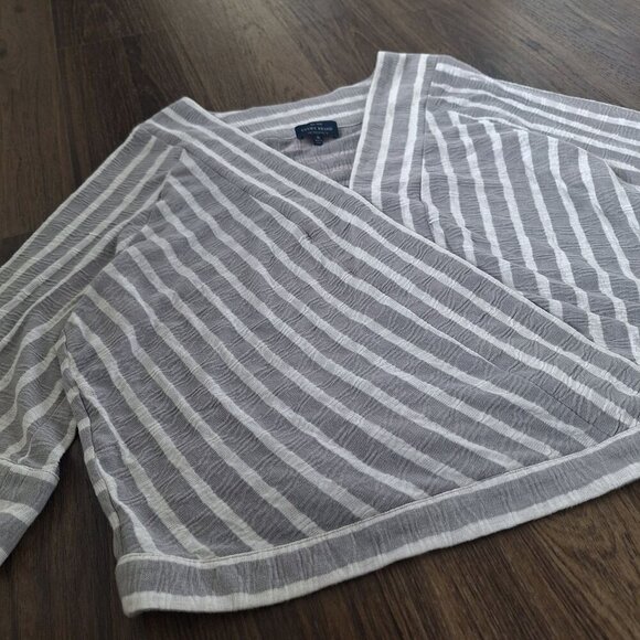 💙 Lucky Brand Soft Striped Wrap Top Wide Sleeves Preppy Size XL - Picture 6 of 10
